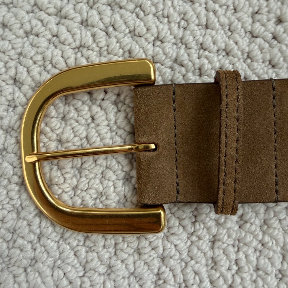 Doen Cora Leather Belt in Oak with Gold Buckle, size S/M, EUC